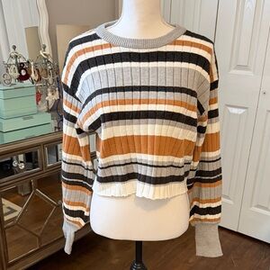Vigoss Adorable/Edgy/Fun Short Striped Ribbed Knit Sweater Top NWT Sz Large LOVE
